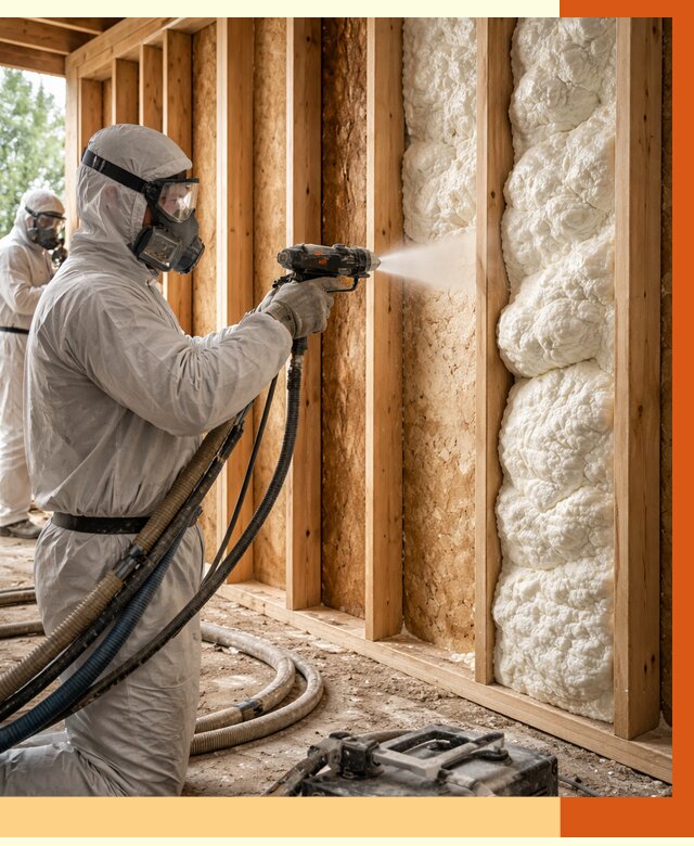 Утепление каркасного дома ППУ в бору от 2909 руб./м2 — работа под ключ | ТепломастерБор