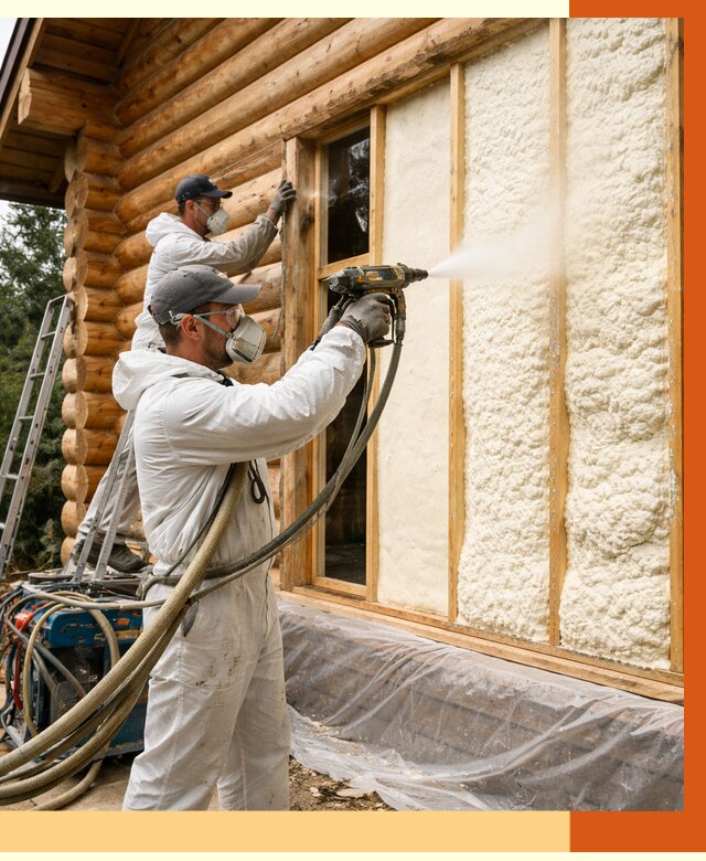 Утепление деревянного дома ППУ в бору от 4364 руб/м2 | ТепломастерБор — под ключ