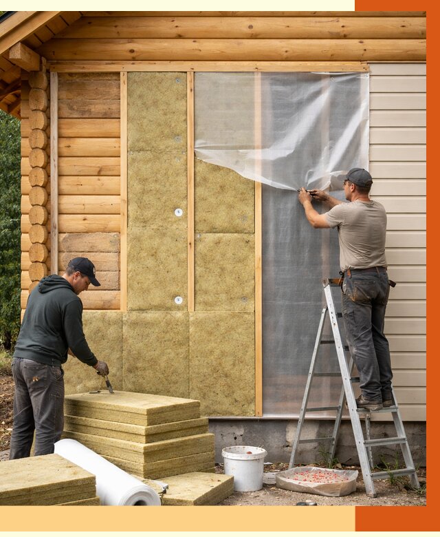 Утепление дома из бруса в бору от 3896 руб./м2 — работы под ключ | ТепломастерБор