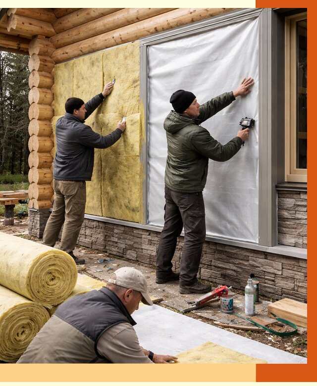 Утепление бревенчатого дома в бору от 7948 руб/м2 — заказать под ключ | ТепломастерБор