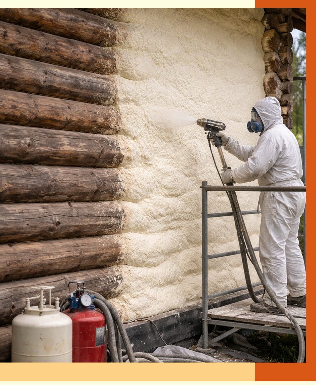 Утепление бревенчатого дома ППУ в бору под ключ от 6494 руб. | ТепломастерБор