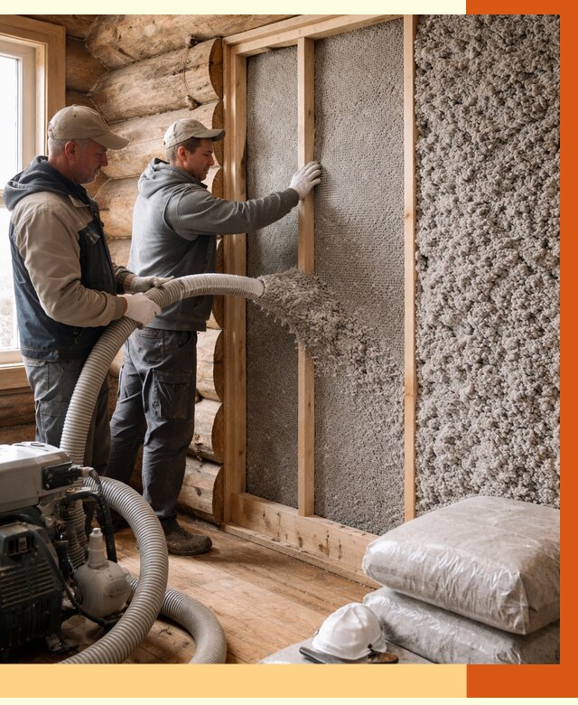 Утепление бревенчатого дома эковатой в бору от 2857 руб. | ТепломастерБор