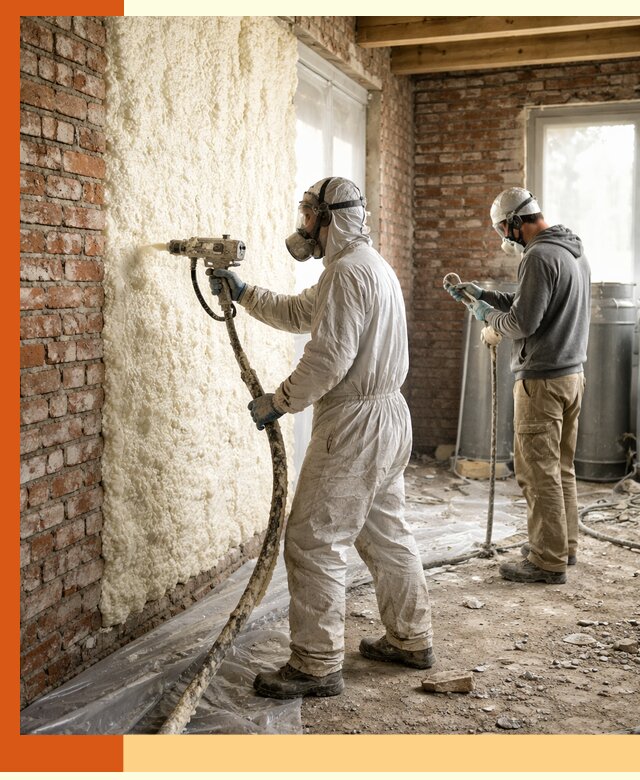 Утепление кирпичного дома пенополиуретаном в бору