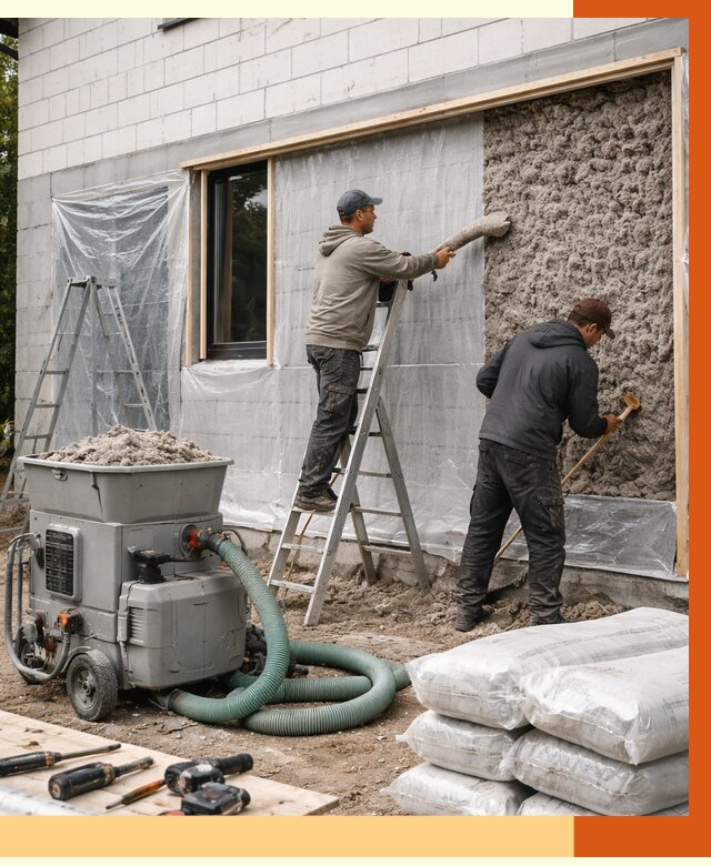 Утепление дома из газобетона эковатой в бору от 4676 руб./м2 | ТепломастерБор