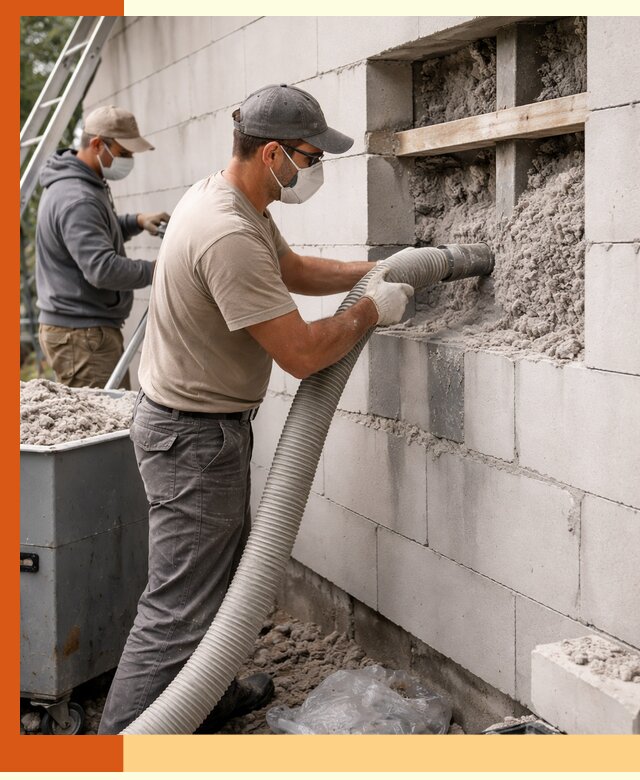 Утепление дома из газобетона эковатой в бору