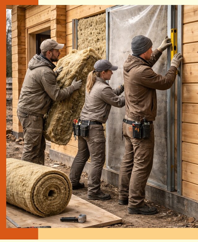Утепление дома из двойного бруса в бору качественно и надёжно