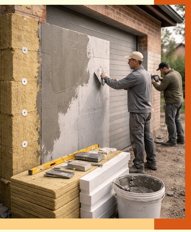 Утепление гаража снаружи в бору от 4364 руб. за м2 — наружное утепление под ключ | ТепломастерБор