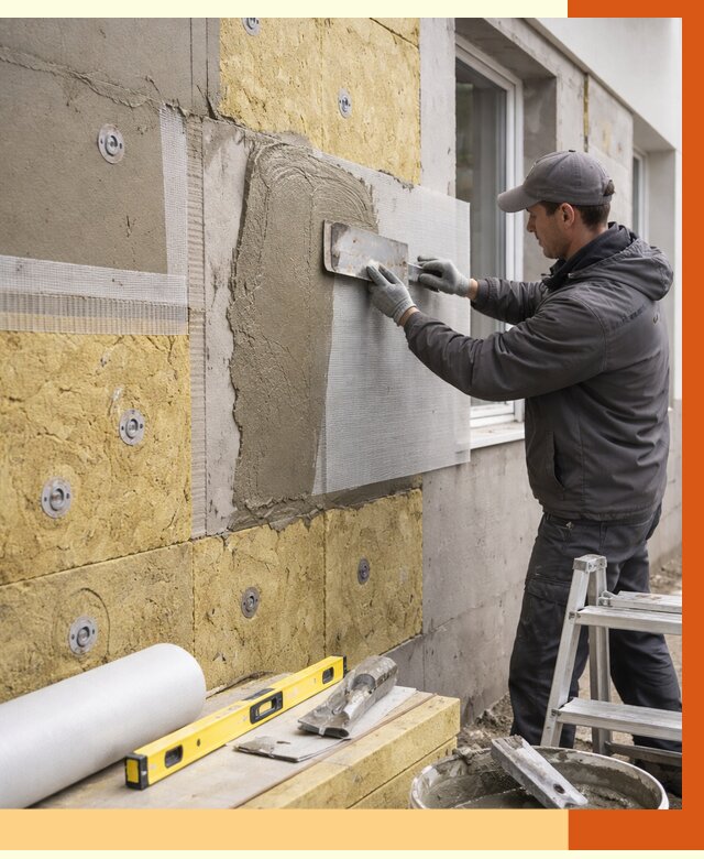 Утепление фасада под штукатурку в бору от 4364 руб/м2 — монтаж пенопластом и минватой | ТепломастерБор