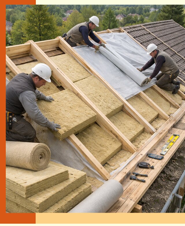 Утепление скатной крыши в бору качественно и надёжно