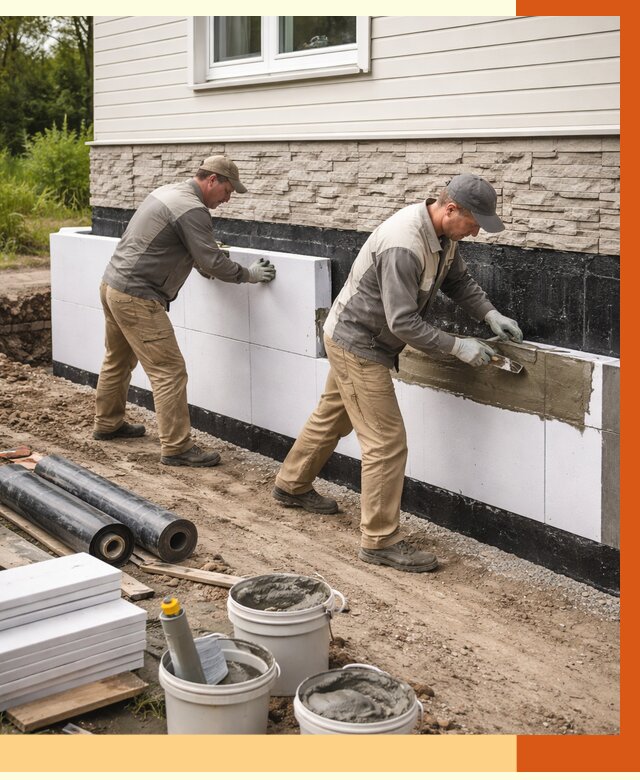 Утепление фундамента снаружи в бору от 4364 руб. за м² | ТепломастерБор