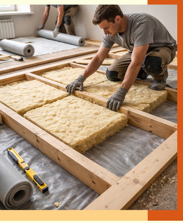 Утепление деревянного пола в бору от 1559 руб./м2 под ключ | ТепломастерБор