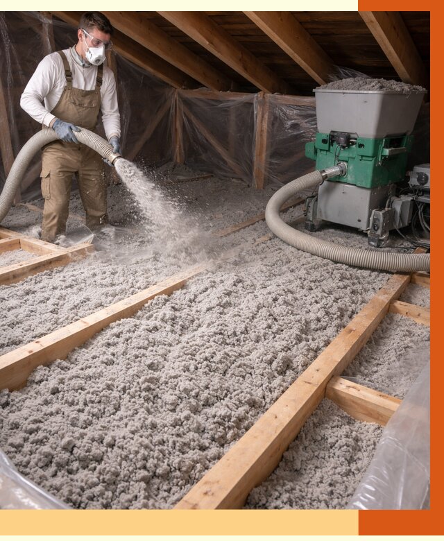 Утепление чердака эковатой в бору от 1507 руб/м2 — заказать у ТепломастерБор