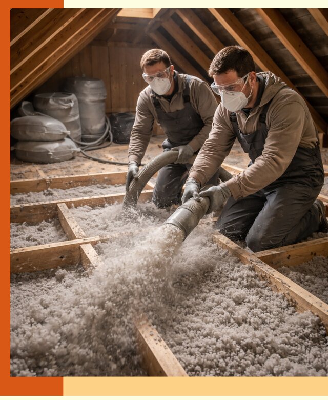 Утепление чердака эковатой в бору — быстро и надёжно