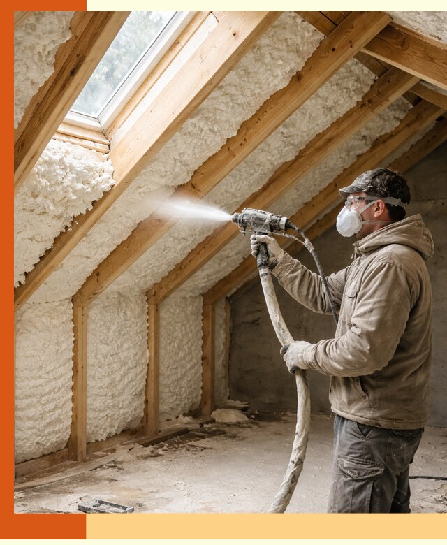 Утепление мансарды ППУ в бору быстро и надежно