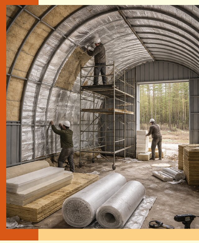 Утепление арочного ангара под ключ в бору
