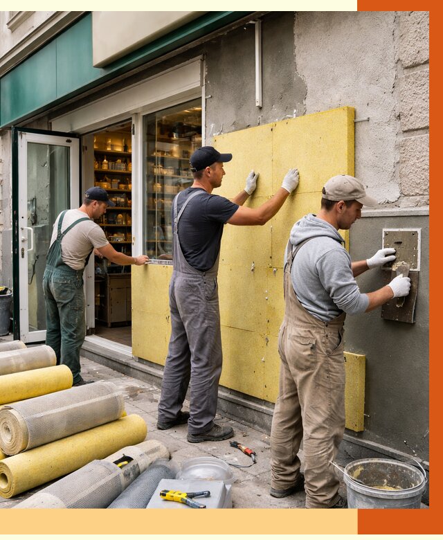 Утепление магазина в бору от 4676 руб/м2 — цена, стены и снаружи | ТепломастерБор