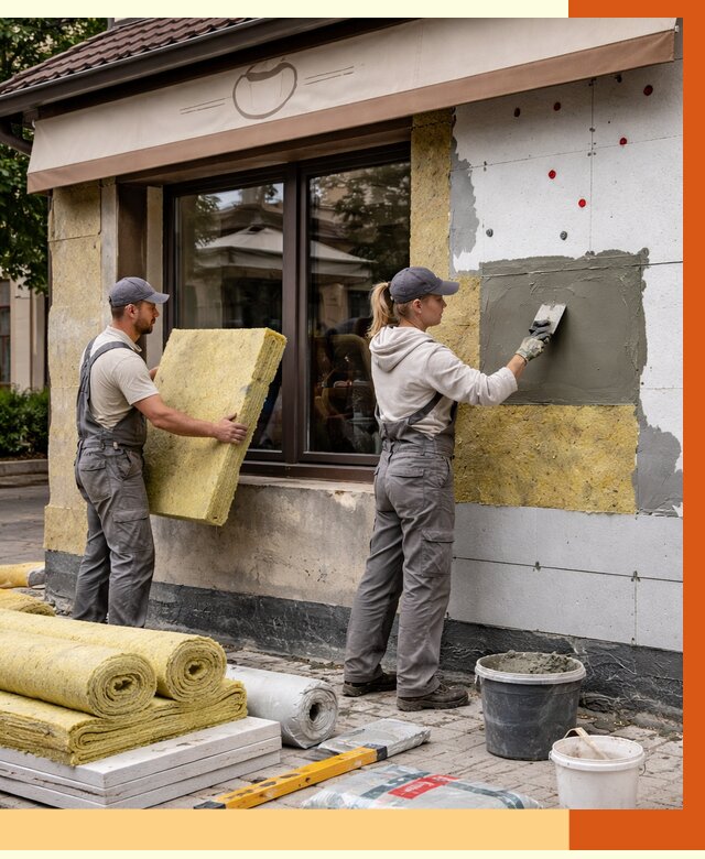 Утепление кафе в бору от 4364 руб/м2 — комплексно под ключ | ТепломастерБор