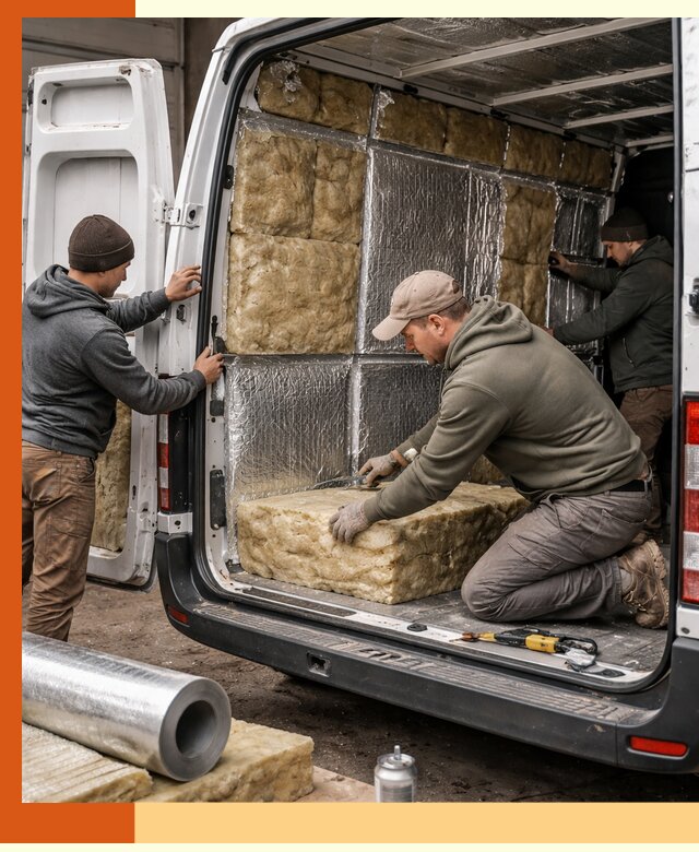 Утепление фургона в бору: профессиональная теплоизоляция и шумоизоляция