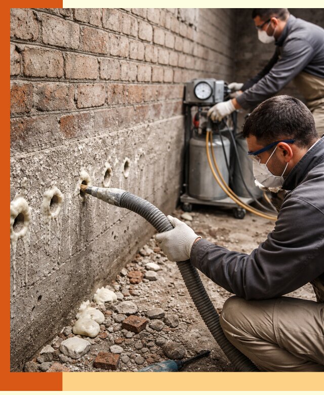 Заполнение колодцевой кладки ППУ в бору быстро и герметично