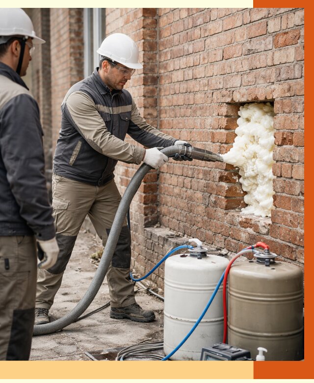 Заливка ППУ в пустоты кирпичной стены в бору от 2857 руб. | ТепломастерБор