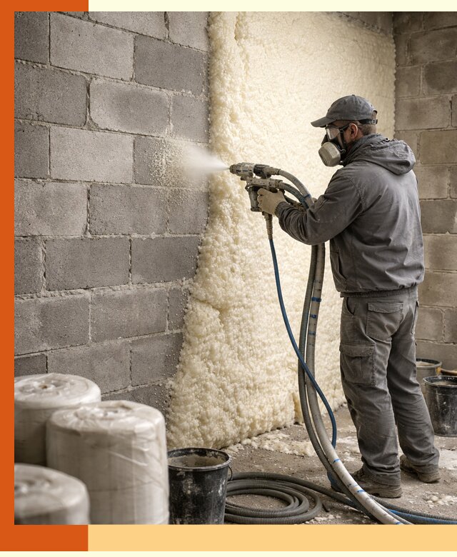 Утепление блочной стены ППУ в бору качественно и надёжно