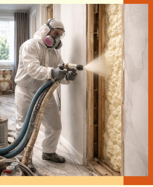 Межстеновое утепление ППУ в бору от 2857 руб/м2 — межстенное утепление под ключ | ТепломастерБор