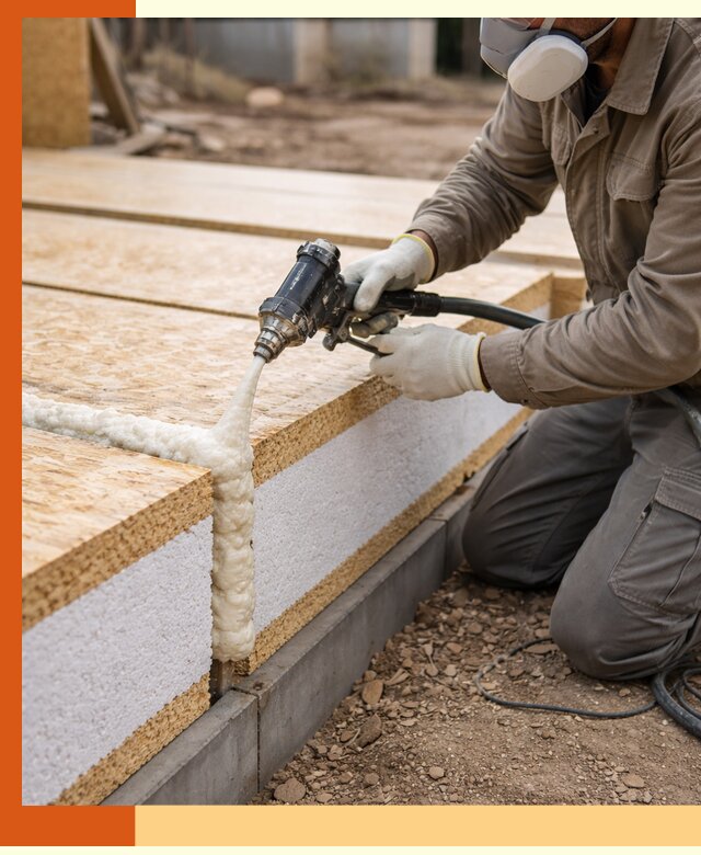 Утепление СИП-панелей пенополиуретаном (ППУ) в бору