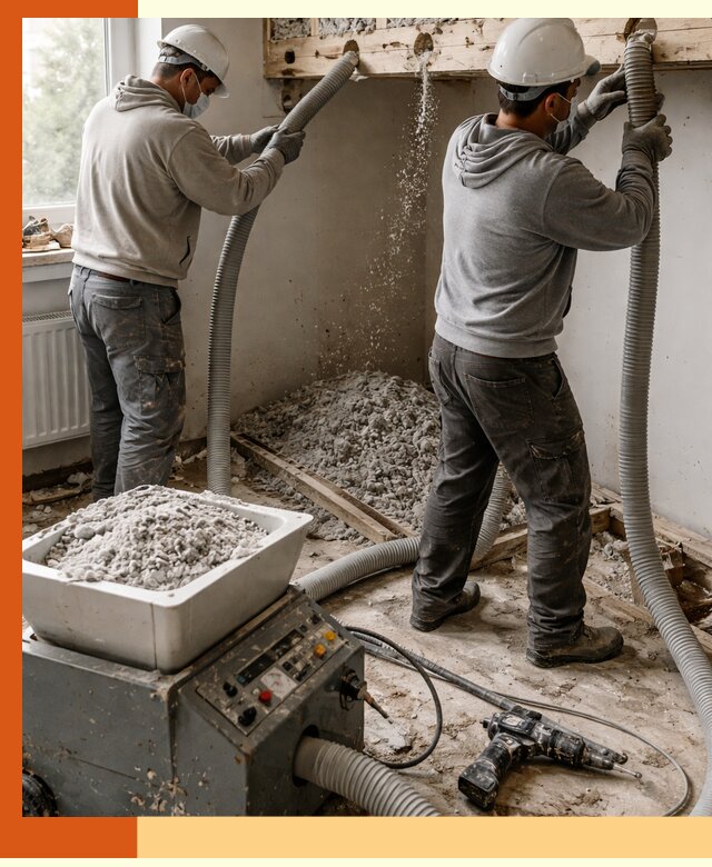 Заполнение пустот перекрытий пеной и наполнителями в бору