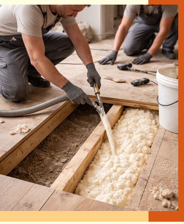 Заполнение пустот пола в бору от 2805 руб. — утепление пустот пола под ключ | ТепломастерБор