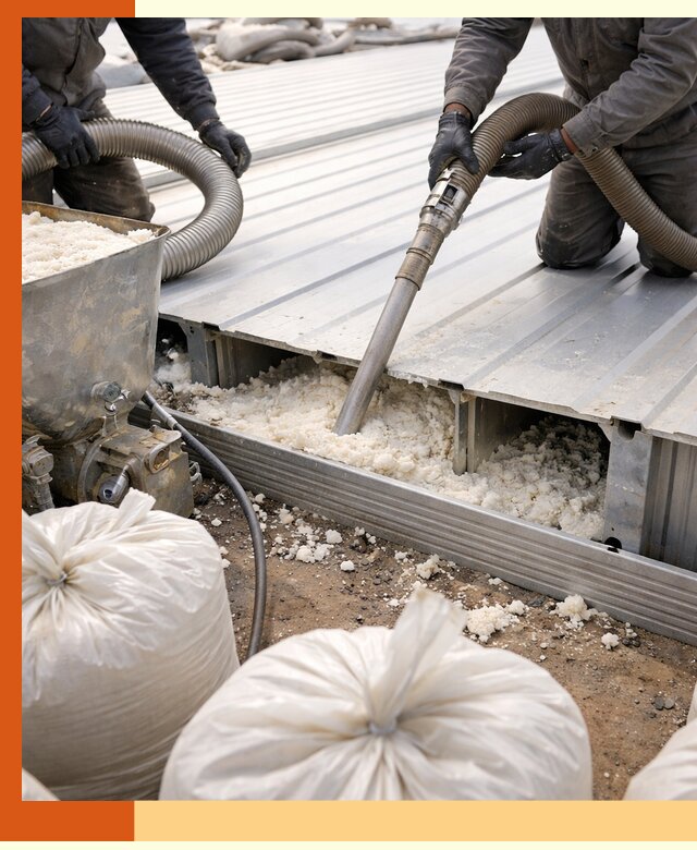 Заполнение пустот кровельных панелей пенными и мокрыми герметиками в бору