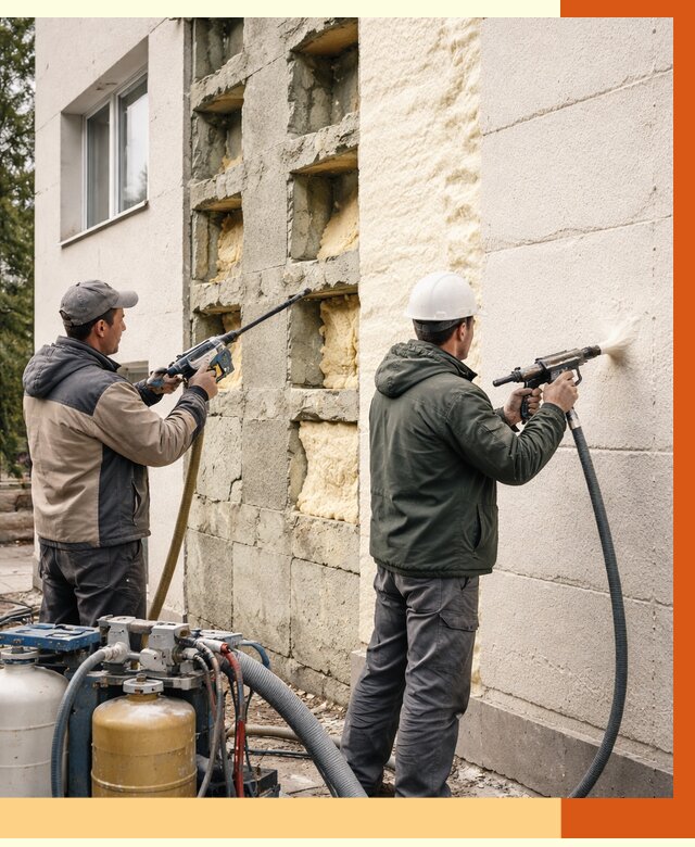 Заполнение пустот фасада в бору от 4676 руб. — утепление пустот облицовки | ТепломастерБор