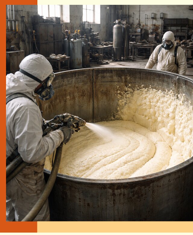 Заливка ппу в емкости с полной изоляцией и герметизацией в бору