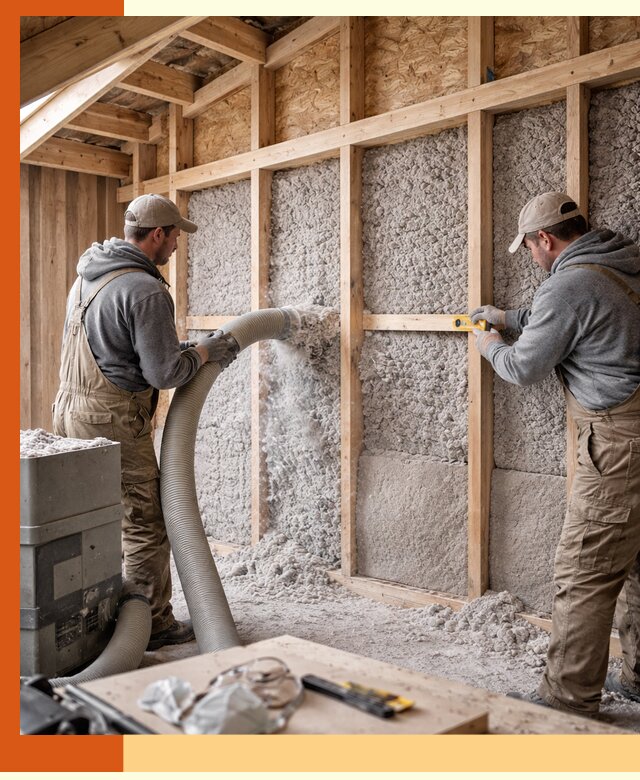 Утепление эковатой стен, потолков и перекрытий в бору