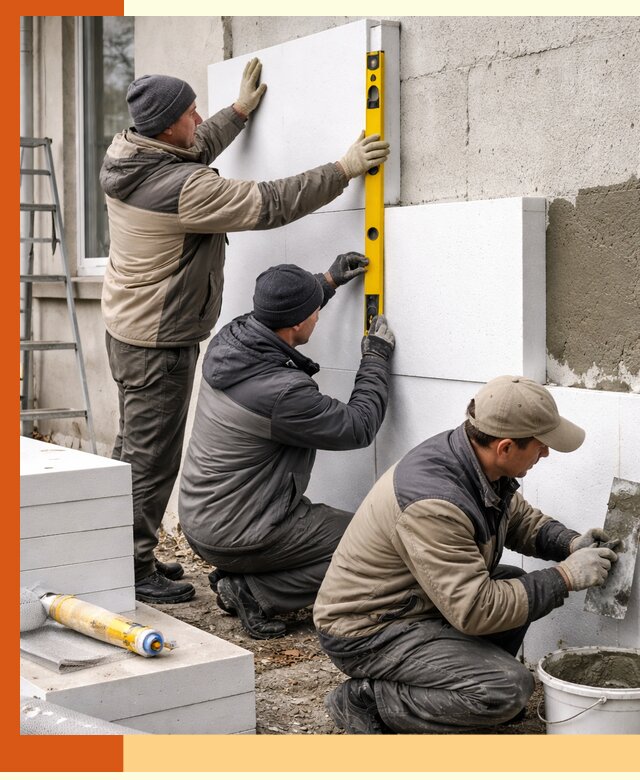 Утепление пенопластом наружных стен и фасадов в бору