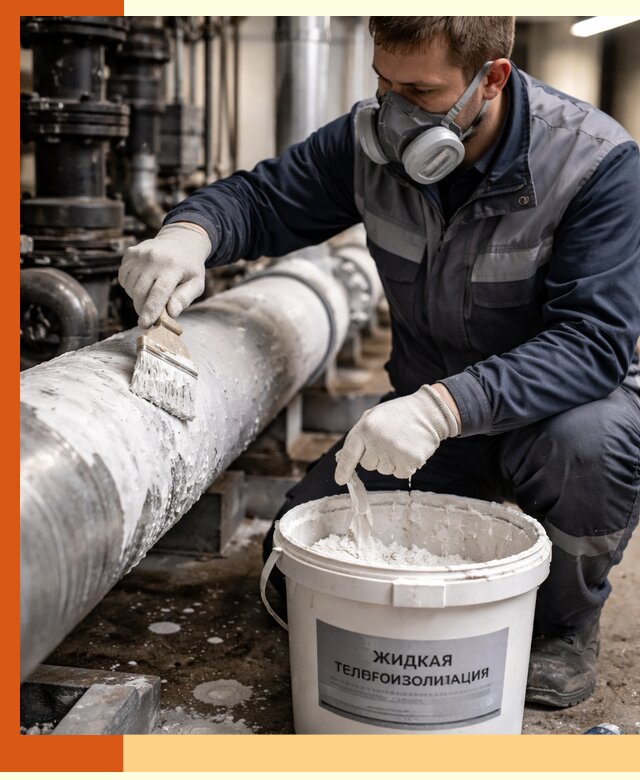 Утепление оборудования жидкой теплоизоляцией в бору