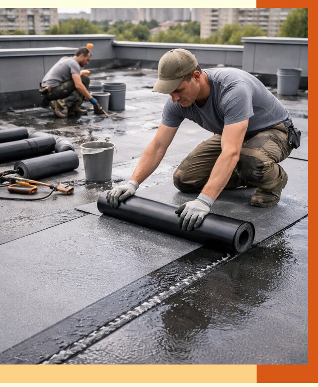 Гидроизоляция плоской кровли в бору от 4676 руб./м2 — профессионально | ТепломастерБор