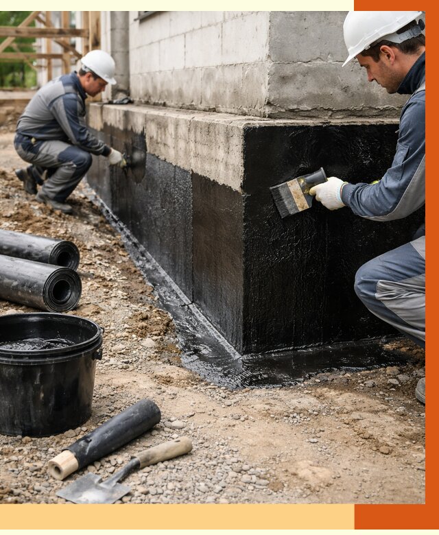 Гидроизоляция фундамента в бору от 1299 руб. — профессионально, под ключ | ТепломастерБор