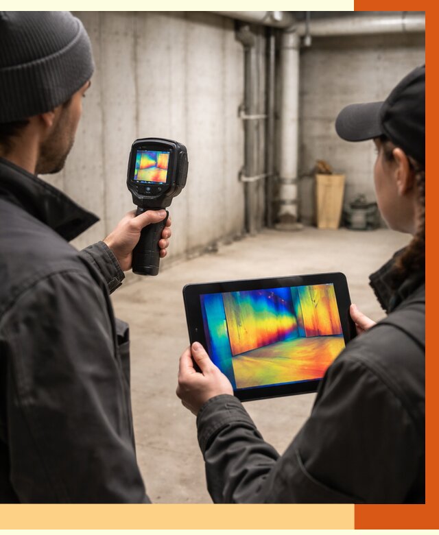 Тепловизионное обследование подвала в бору от 4676 руб. — проверка гидроизоляции | ТепломастерБор
