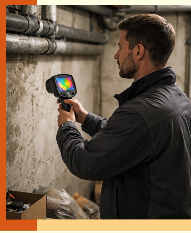 Тепловизионное обследование подвала в бору для поиска утечек тепла